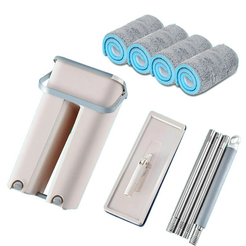 Microfiber Floor Mop with Self-Wringing Bucket for Easy Cleaning