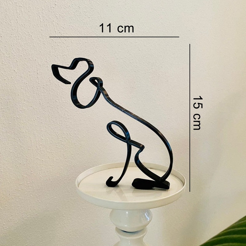 Minimalist Metal Dog Sculpture for Home and Office