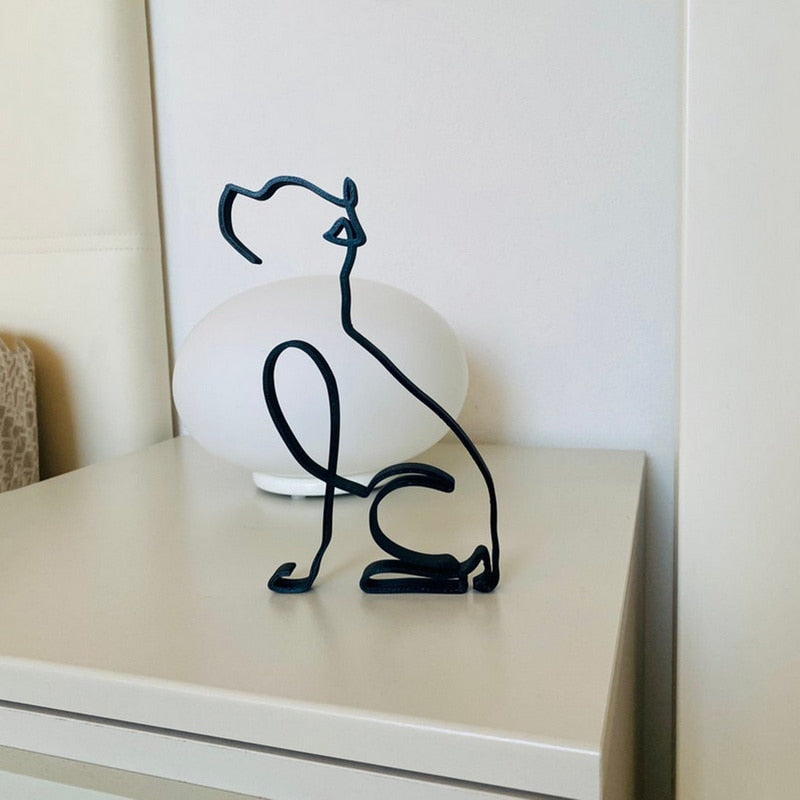 Minimalist Metal Dog Sculpture for Home and Office