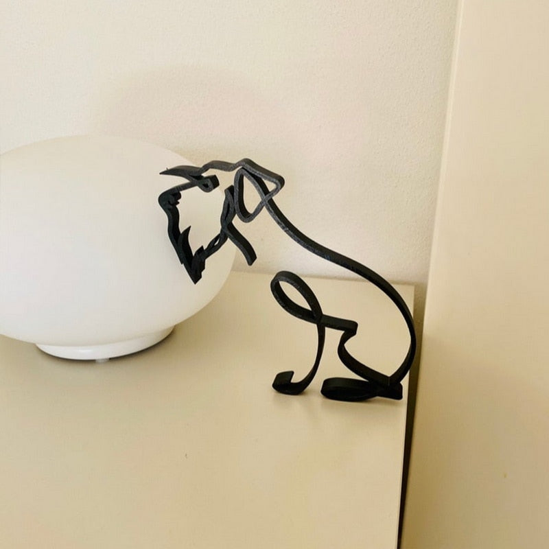 Minimalist Metal Dog Sculpture for Home and Office