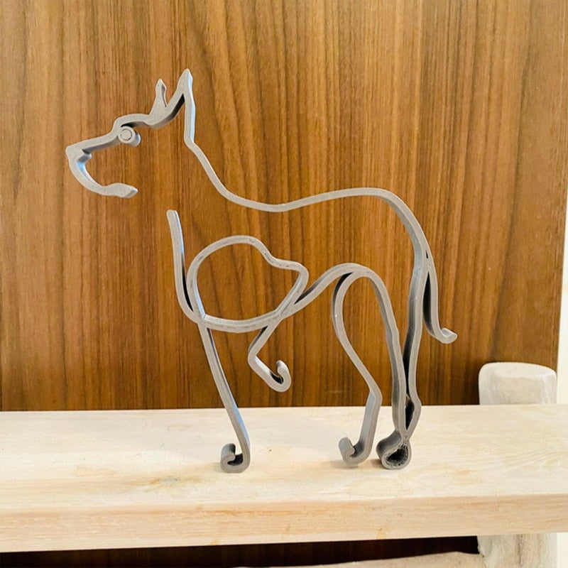 Minimalist Metal Dog Sculpture for Home and Office