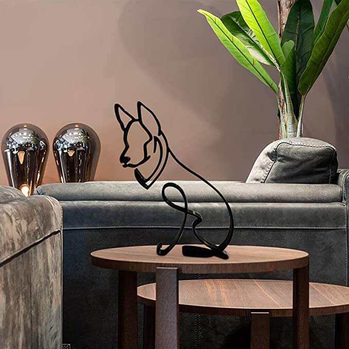 Minimalist Metal Dog Sculpture for Home and Office
