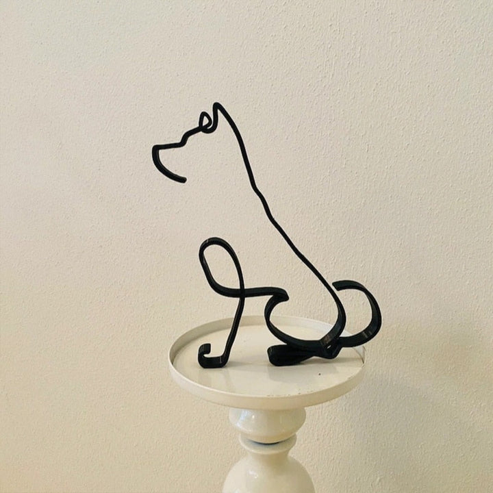 Minimalist Metal Dog Sculpture for Home and Office