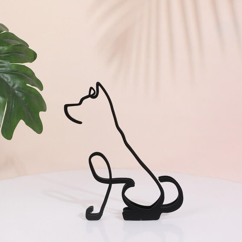Minimalist Metal Dog Sculpture for Home and Office