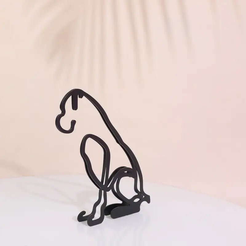 Minimalist Metal Dog Sculpture for Home and Office