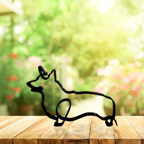 Minimalist Metal Dog Sculpture for Home and Office