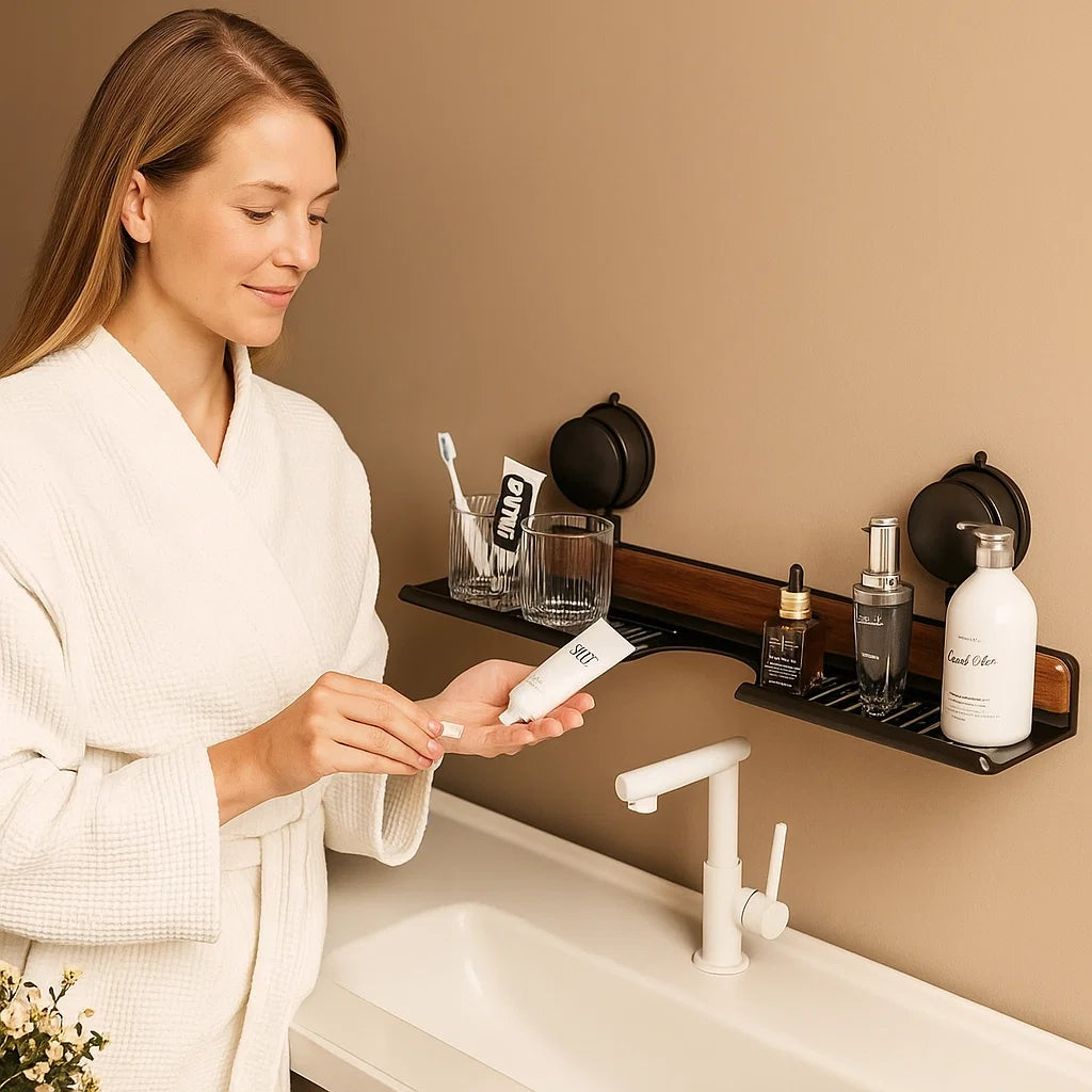 Modern baderom ledge with suck cup for smart storage