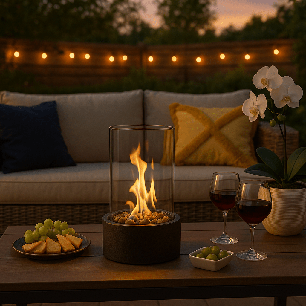 Modern table hearth for in - and out use