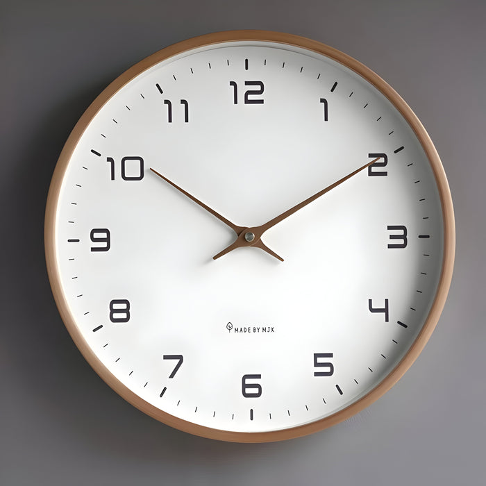 Leise Wanduhr aus Holz mit modernem, rundem Design