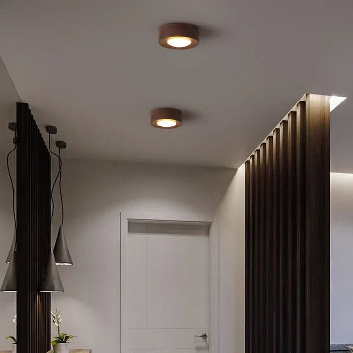 Ceiling Lamp with Warm LED &amp; Elegant Walnut Look