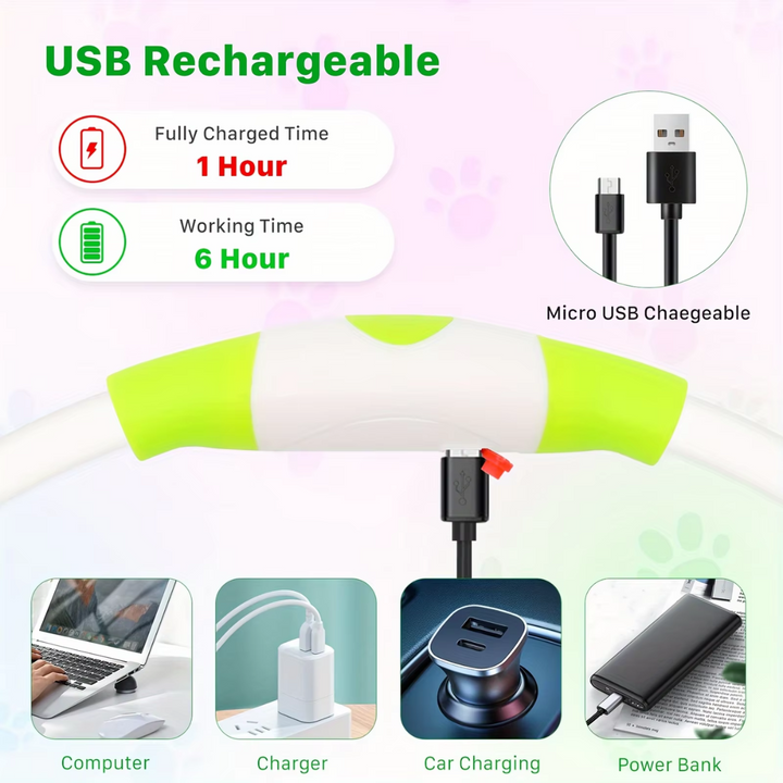 Hunde suffered necklace with usb-charging for increased visibility