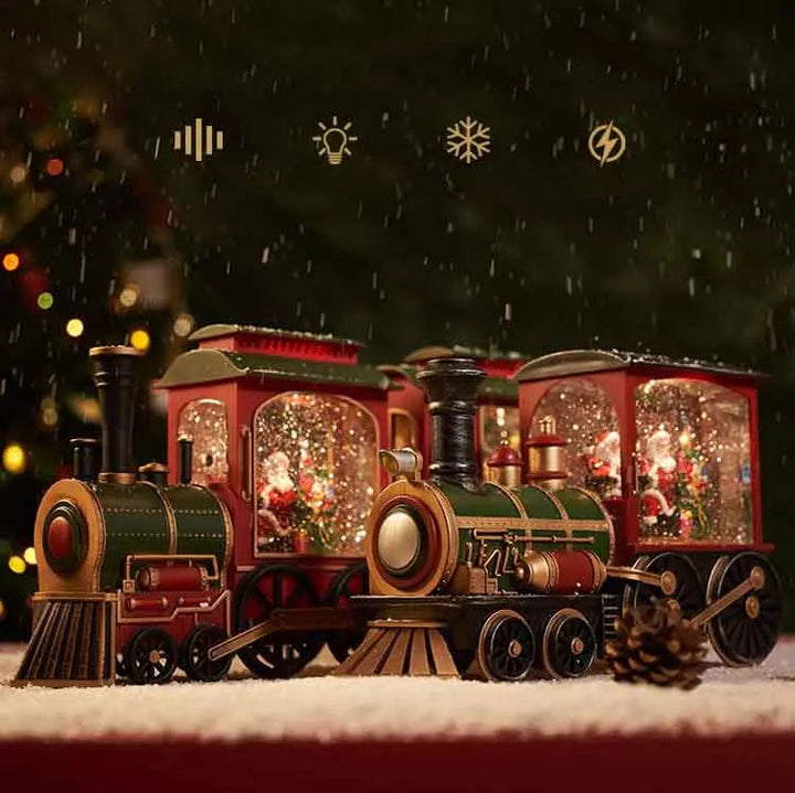 Illuminated Christmas Train with Snow Effect for a Magical Festive Atmosphere