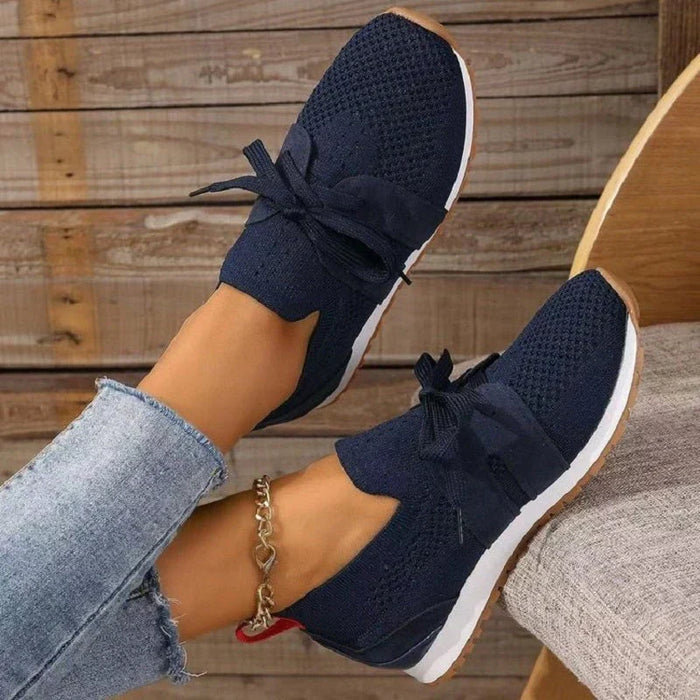 Women's Mesh Slip-On Trainers with Bow Detail