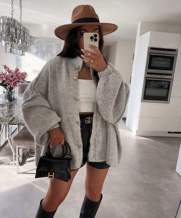 Comfortable Oversized Women Cardigan with buttons