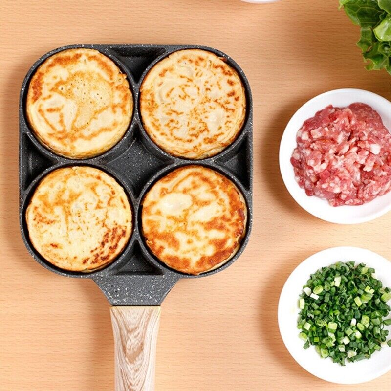 Stainless Steel Four-Egg Frying Pan with Non-Stick Coating