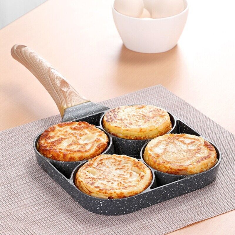Stainless Steel Four-Egg Frying Pan with Non-Stick Coating
