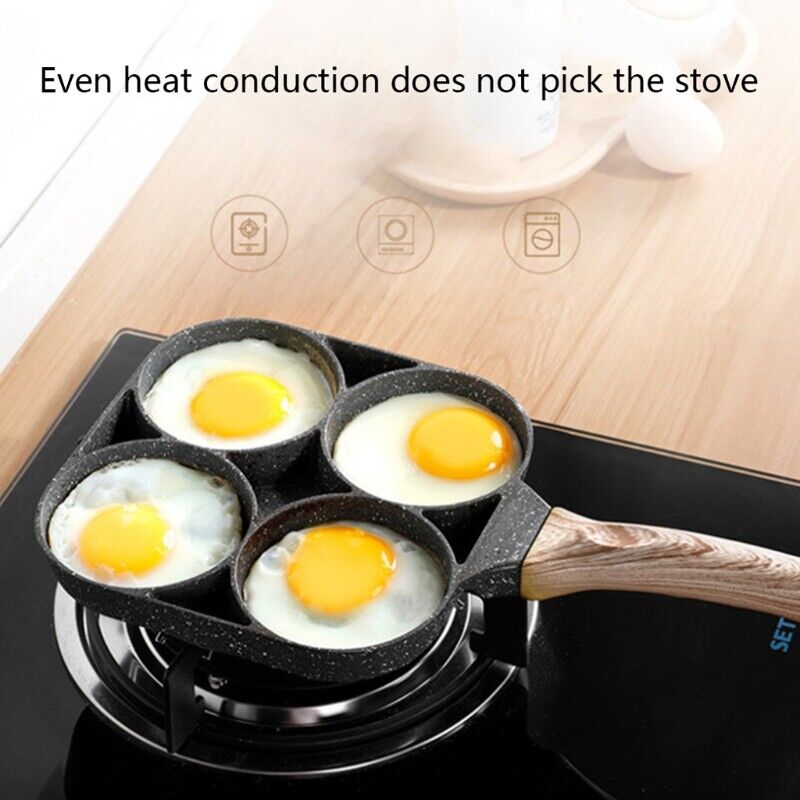 Stainless Steel Four-Egg Frying Pan with Non-Stick Coating