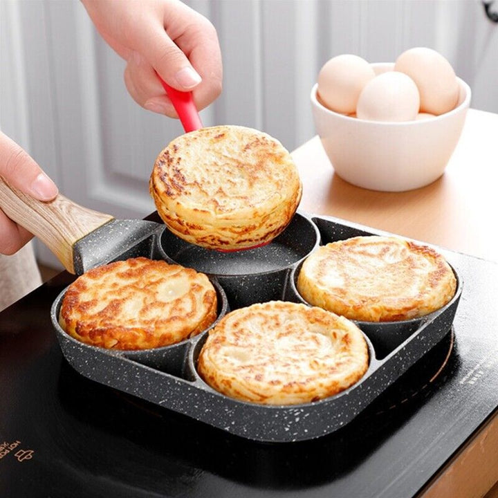 Stainless Steel Four-Egg Frying Pan with Non-Stick Coating