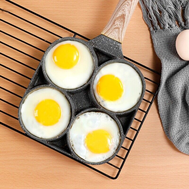 Stainless Steel Four-Egg Frying Pan with Non-Stick Coating