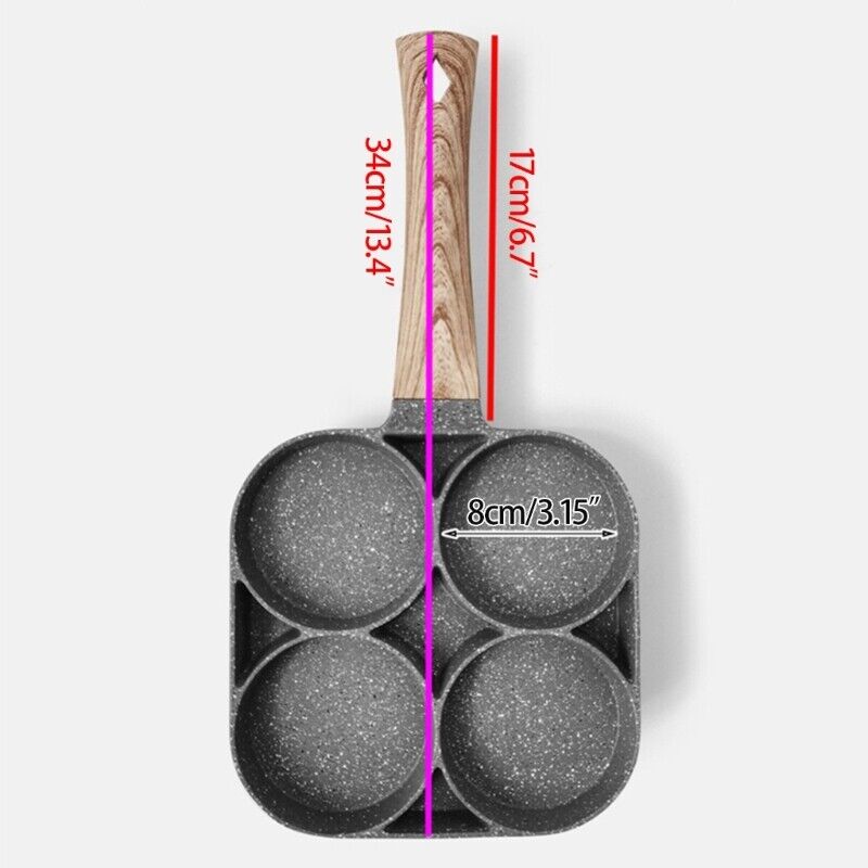 Stainless Steel Four-Egg Frying Pan with Non-Stick Coating