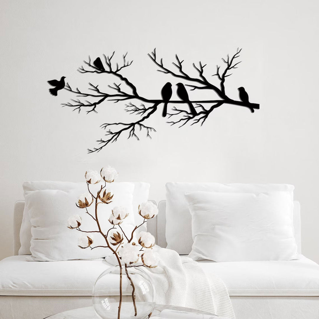Veggdeko ration with fugler - rustic and modern art for home