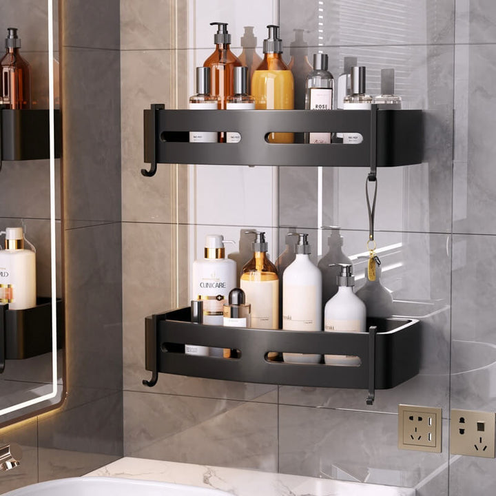 Silver dusjkabinett basket for organization of bathroom