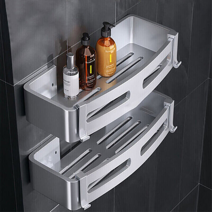 Silver dusjkabinett basket for organization of bathroom