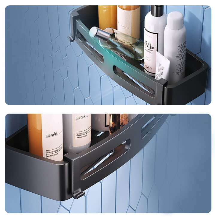 Silver dusjkabinett basket for organization of bathroom