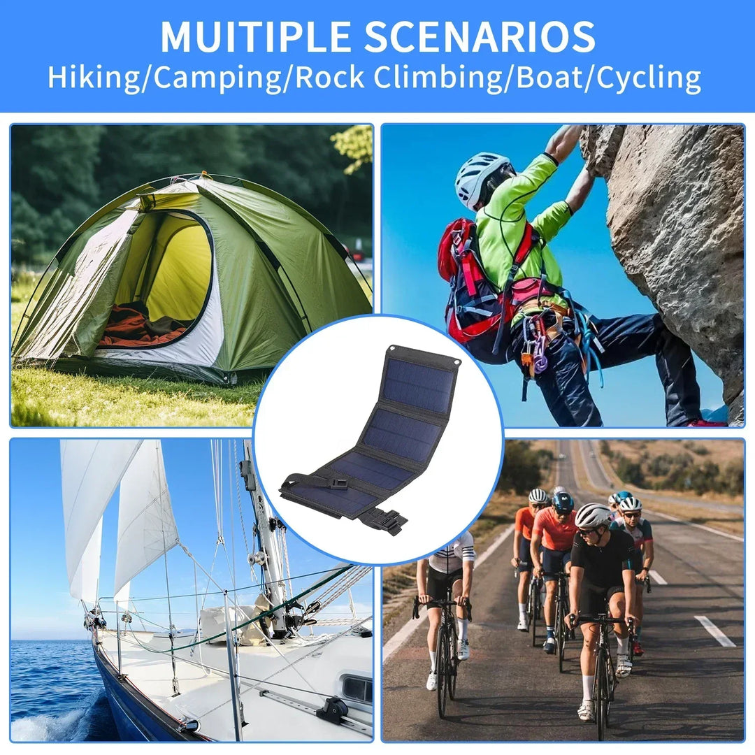 Collapsible solcellepanel for outdoor usage