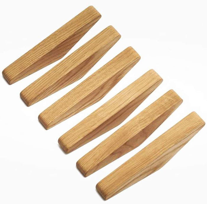 Set van 6 minimalistische houten wandhaken met afgerond ontwerp