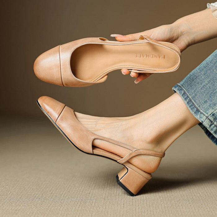 Slingback-pumps för kvinnor med mandelformad tå och klack med blockklack