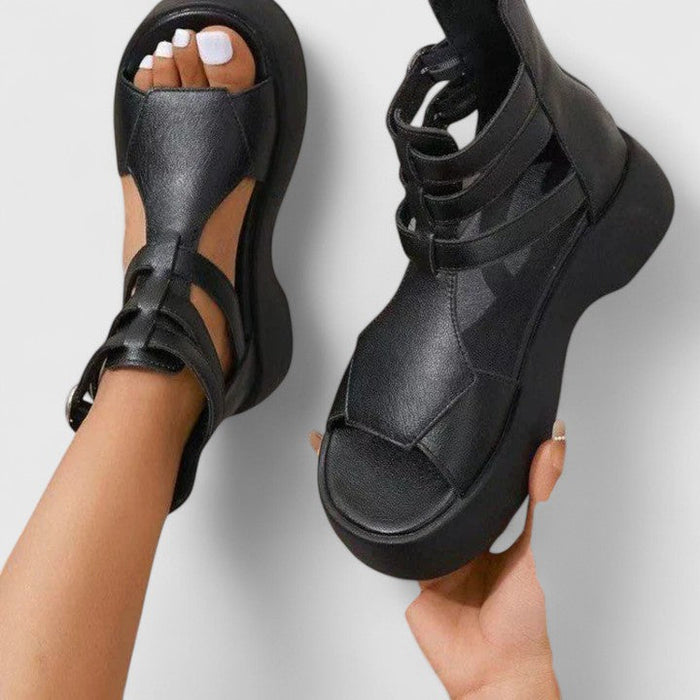 Womens Orthopedic Sandals with Platform Sole and Ankle Strap