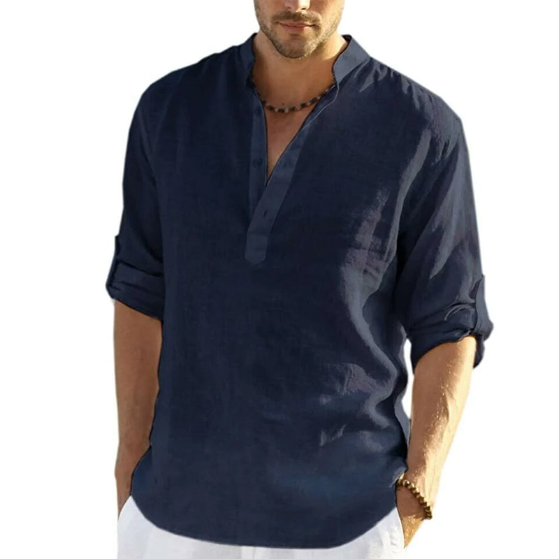 Men's Slim Fit Henley Shirt with Lightweight Breathable Fabric