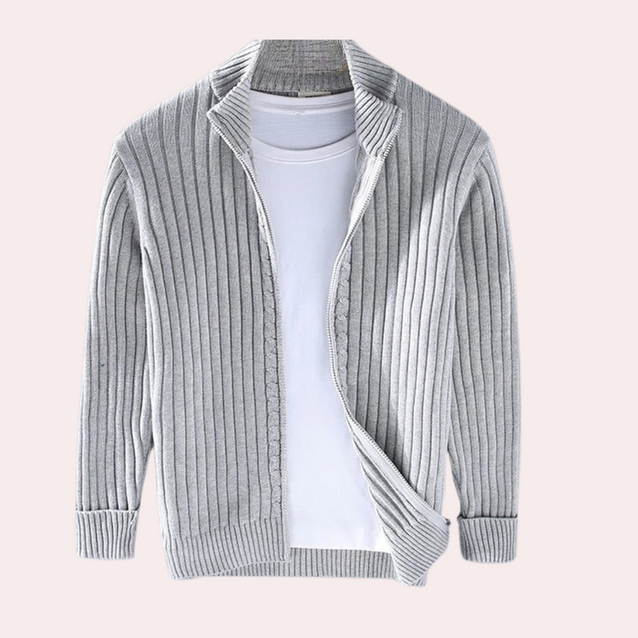 Cardigan lavorato a maglia da uomo con zip e dettagli discreti