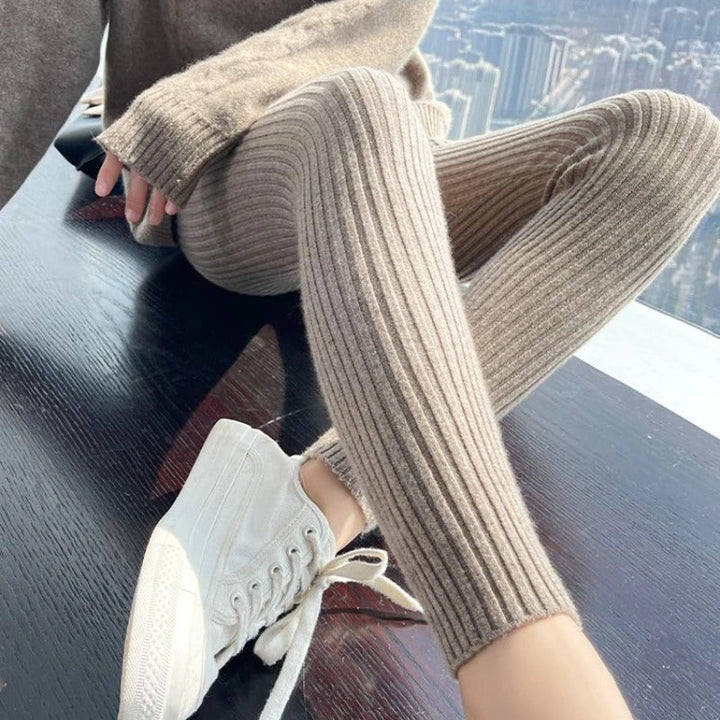 Women Knitted Ribbed Tops: Comfortable High Waist for Winter