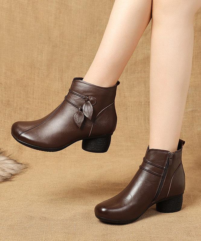 Women Boots with Zip and Chunky Heel
