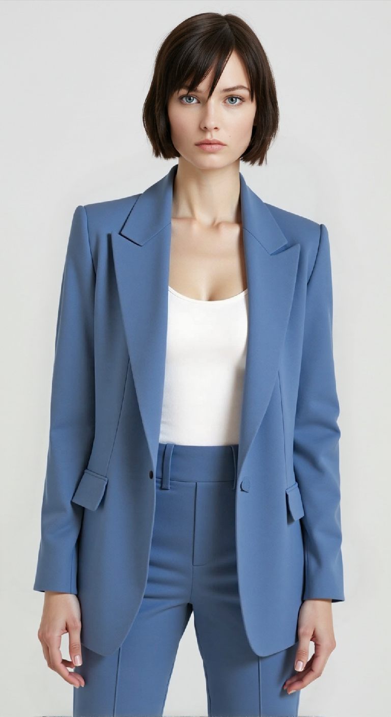 Women's Two-Piece Blazer Set with Slim Trousers