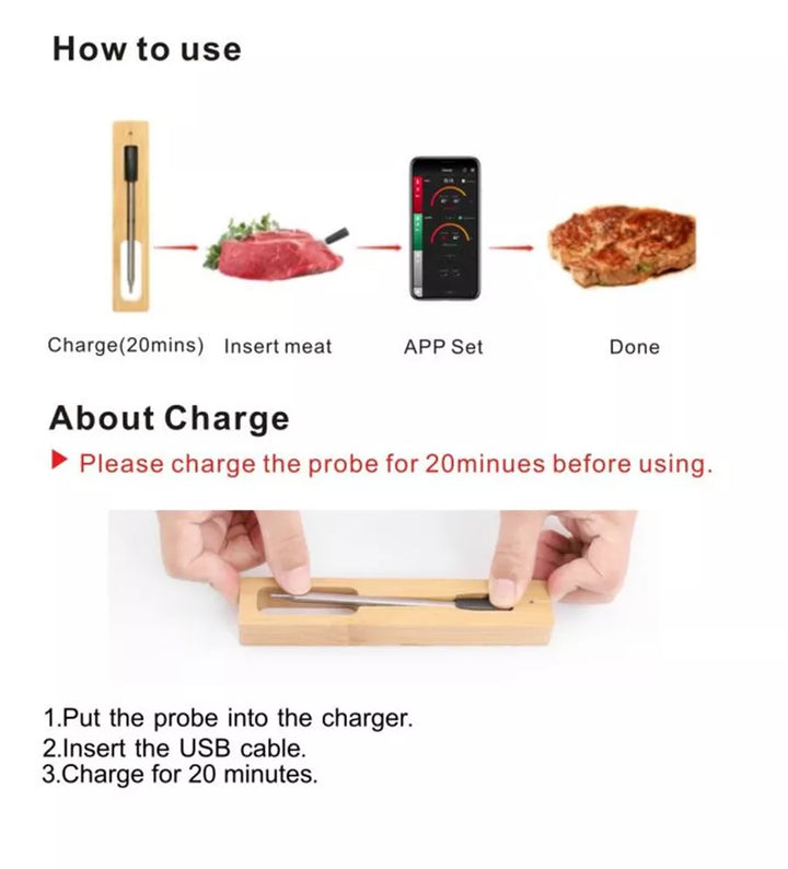 Bluetooth Kjötttermometer – Precis Wireless Cooking