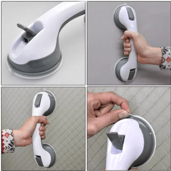 Secure baderom handle with suck cup - increased security on bathroom