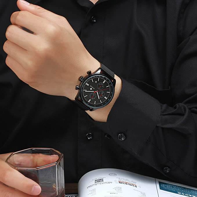 Ultra-tynn men krono graph wristwatch