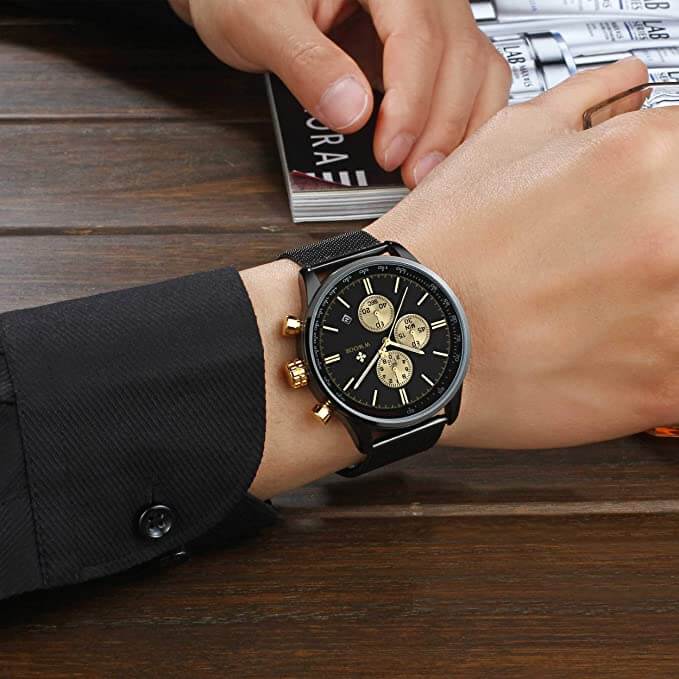 Ultra-tynn men krono graph wristwatch