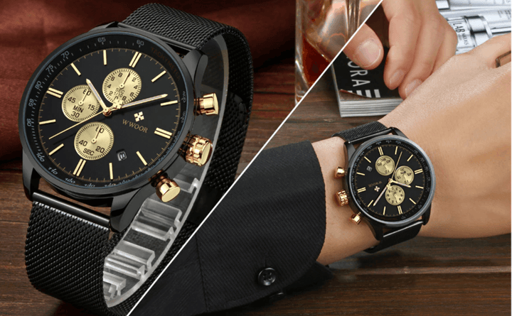 Ultra-tynn men krono graph wristwatch