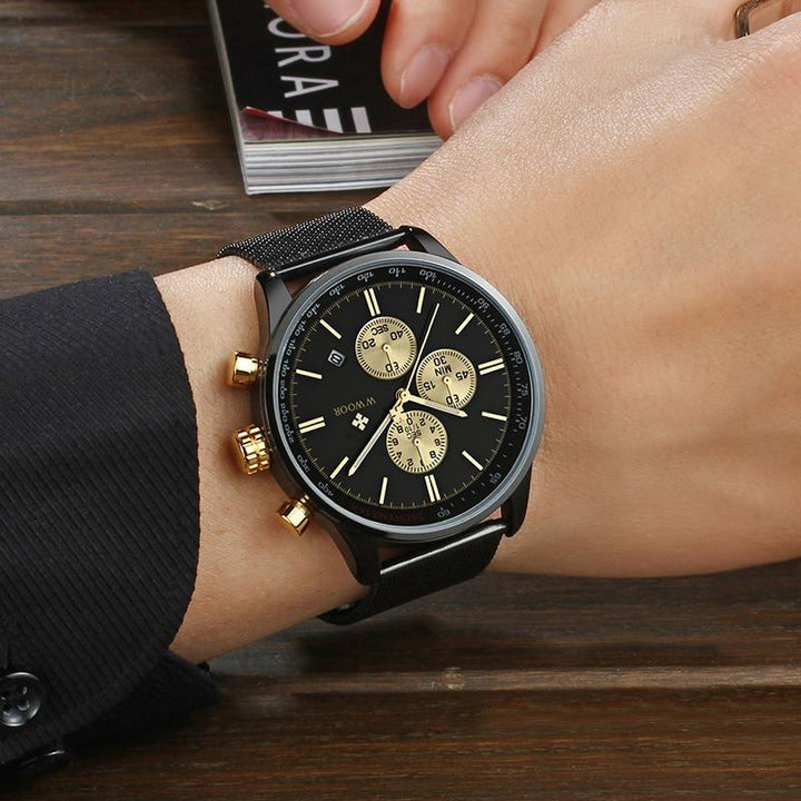Ultra-tynn men krono graph wristwatch