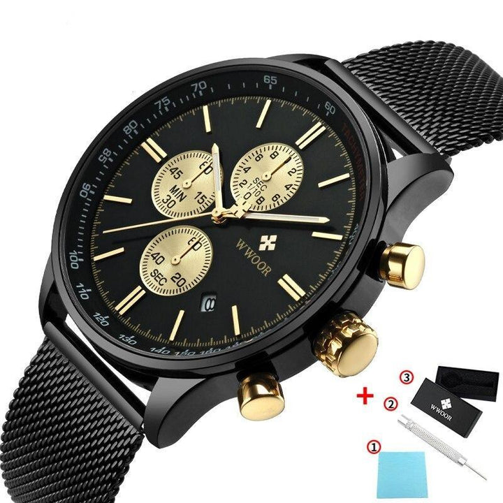 Ultra-tynn men krono graph wristwatch