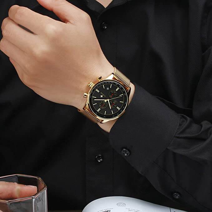 Ultra-tynn men krono graph wristwatch