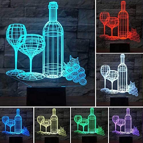 Unique wine and glass 3 D optic illusion lamp