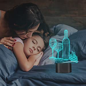 Unique wine and glass 3 D optic illusion lamp