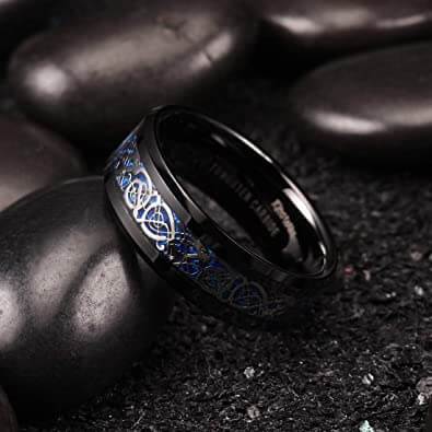 Unisex Dragon Ring in Titanium Steel - Celtic Design