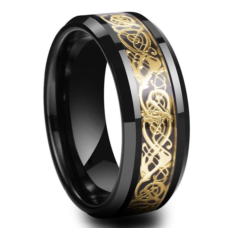 Unisex Dragon Ring in Titanium Steel - Celtic Design