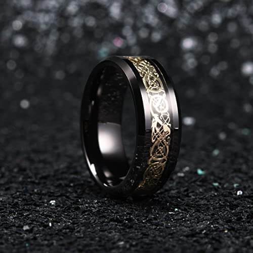 Unisex Dragon Ring in Titanium Steel - Celtic Design